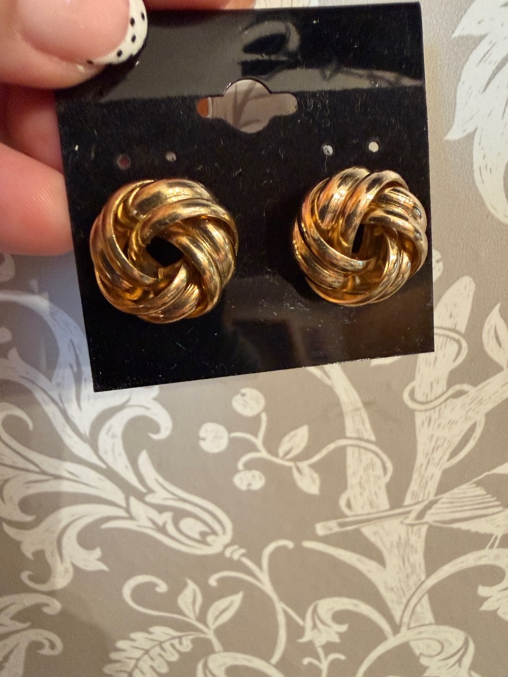Earrings Vintage Gold Tone Knot Post Pierced Ears